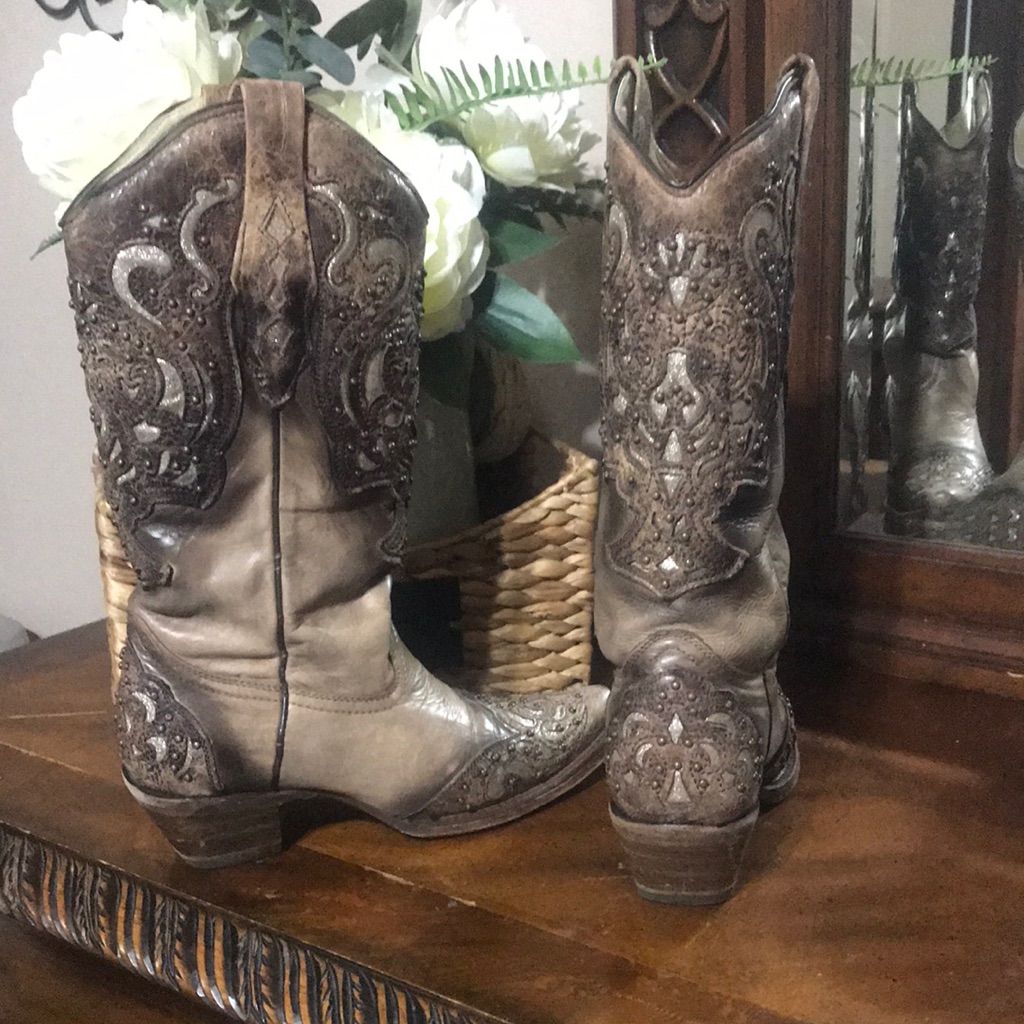 Corral Distressed Brown Embroidered Western Boots(Fits Up To 7 1/2)